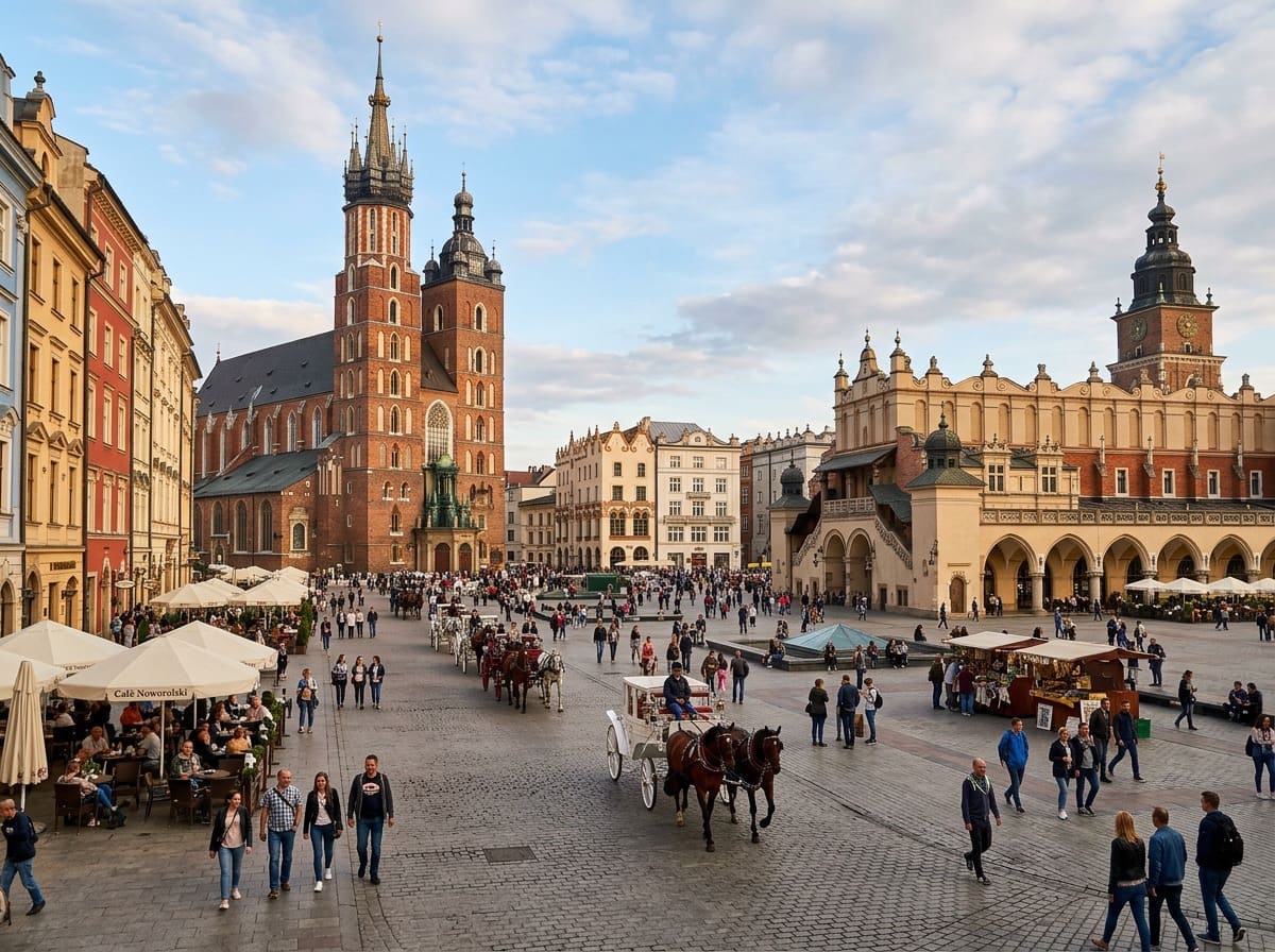 Krakow travel guide view of Main Square and Old Town architecture