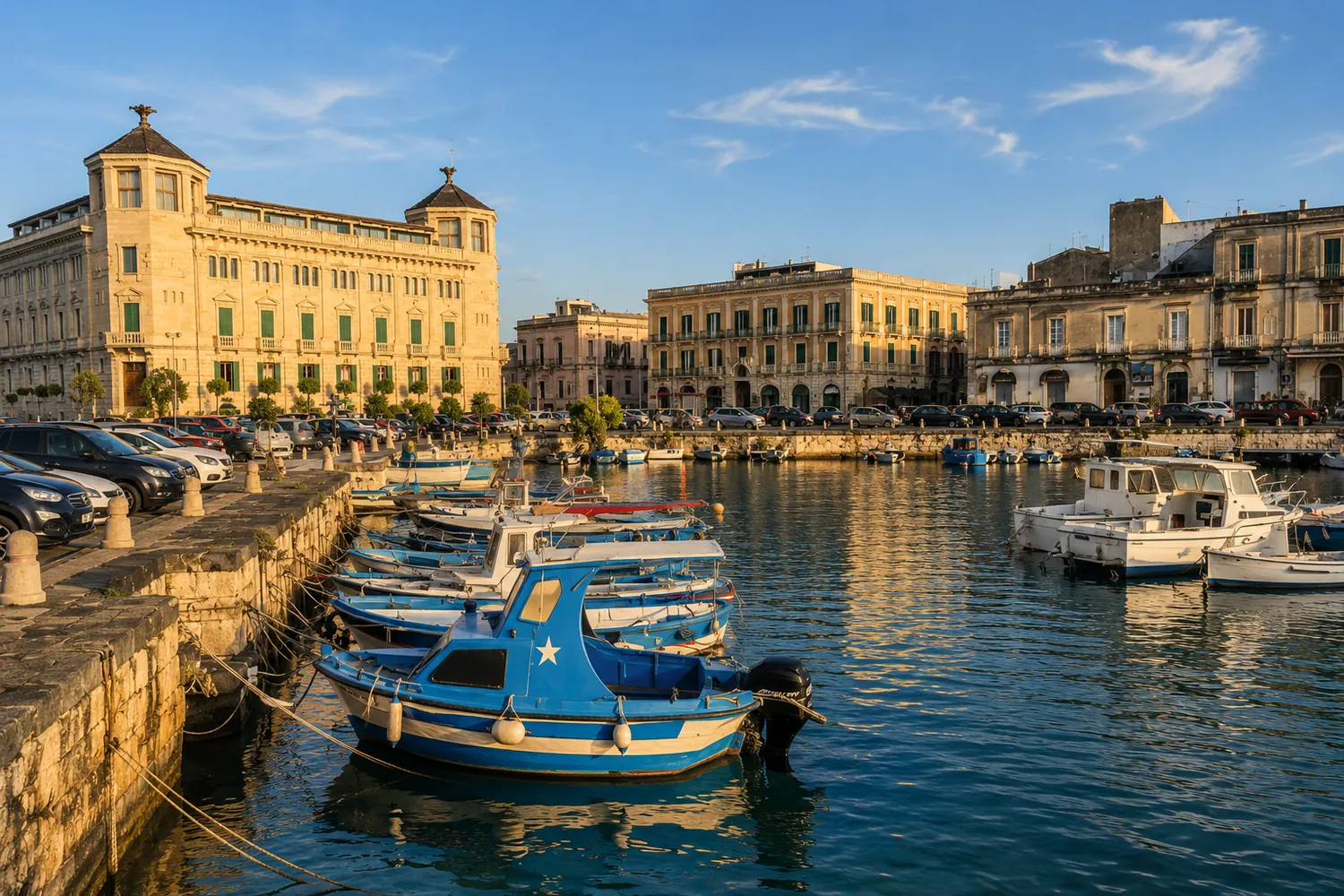 The harbour edge in Ortigia, Sicily