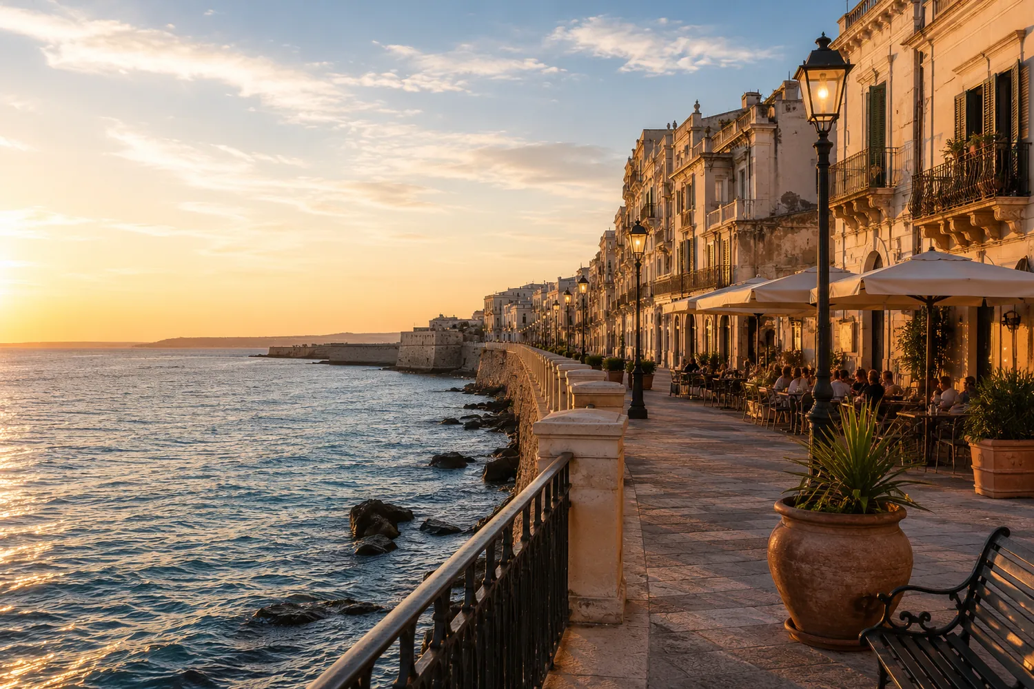 Along the Lungomare in Ortigia, Sicily