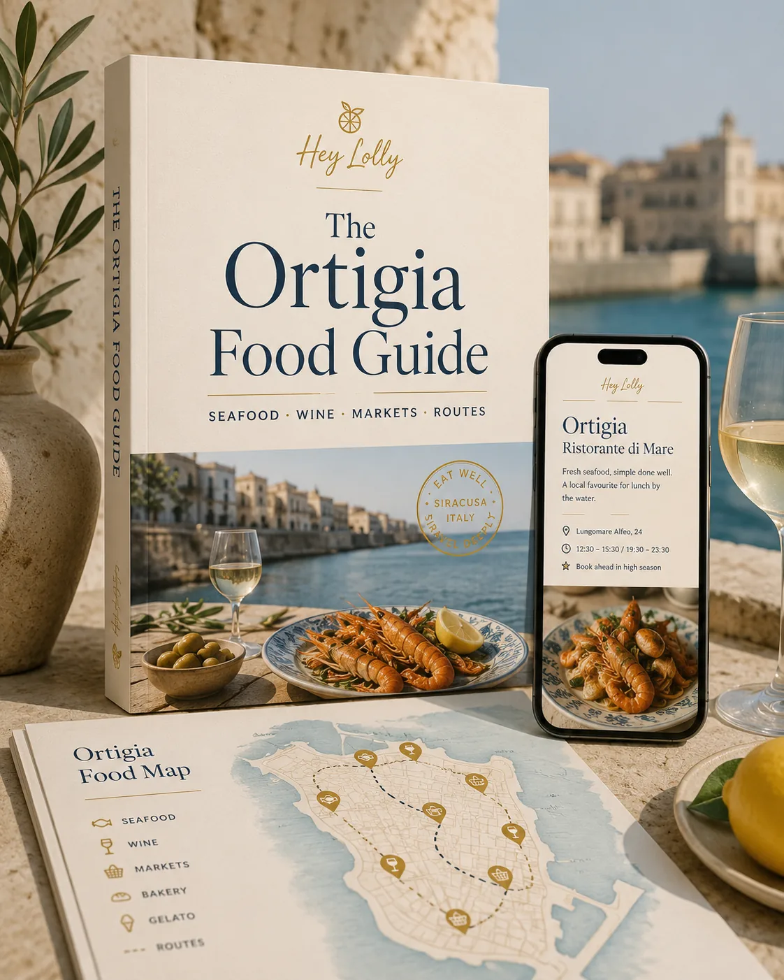 Hey Lolly Ortigia Food Edit digital guide and companion restaurant map preview