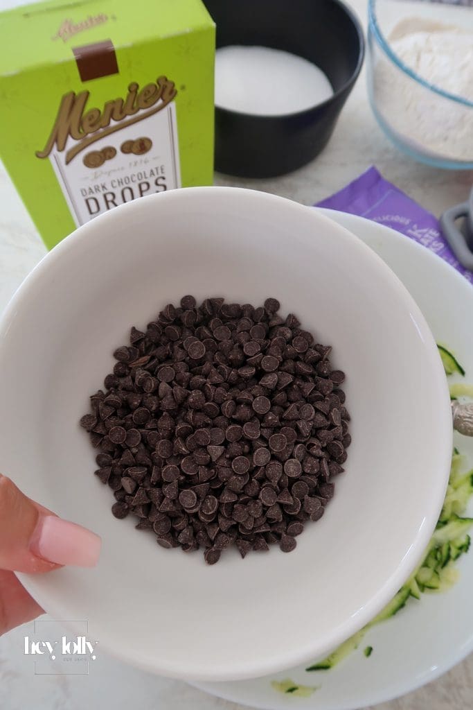high quality chocolate chips for chocolate and courgette cake